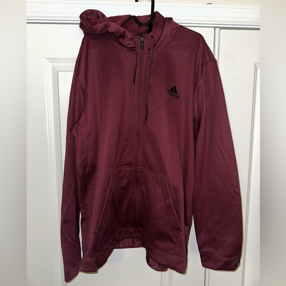 Adidas Men's Burgundy Zip-Up Sweater